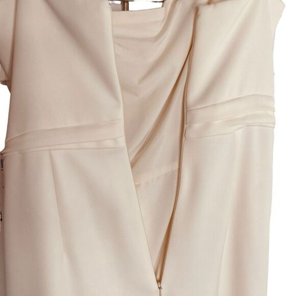 ML Monique Lhuillier Ivory Bow-Drape Wrap Midi Dress Size 4 | NWT - Picture 12 of 12